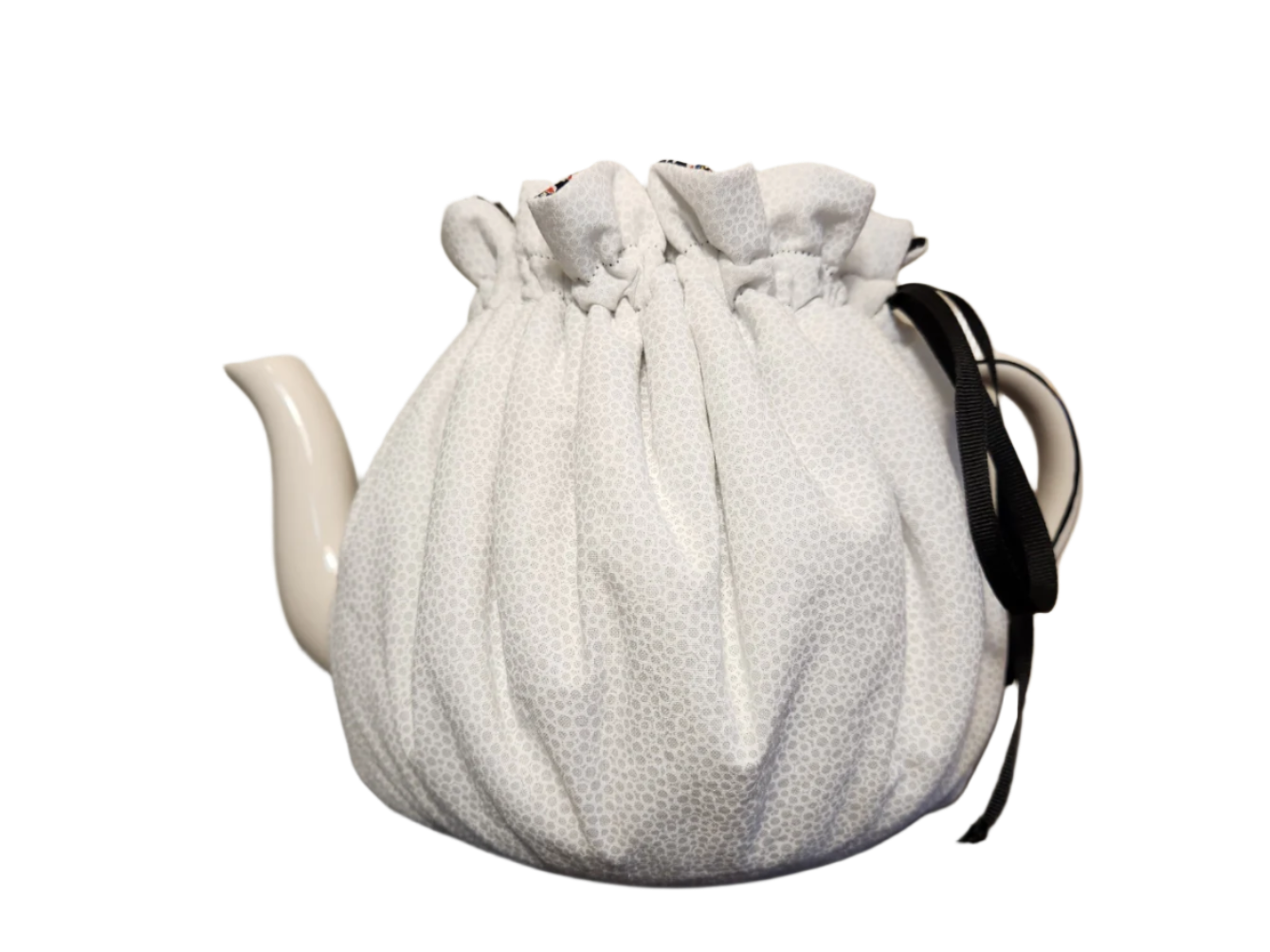 Teapot Cozy - Florals with Hexagons/White Bubbles