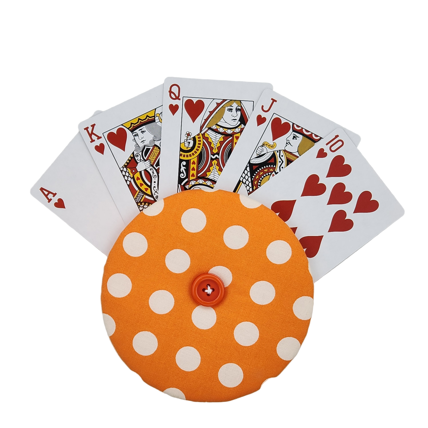 Playing Card Holder - Orange and White Dots