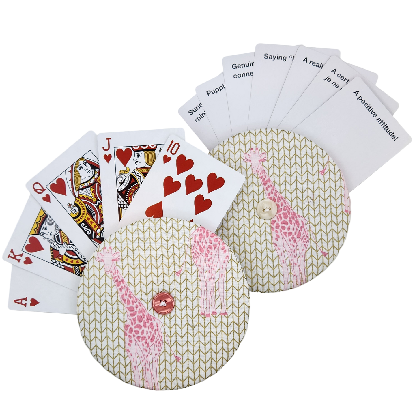 Playing Card Holder - Pink Giraffes