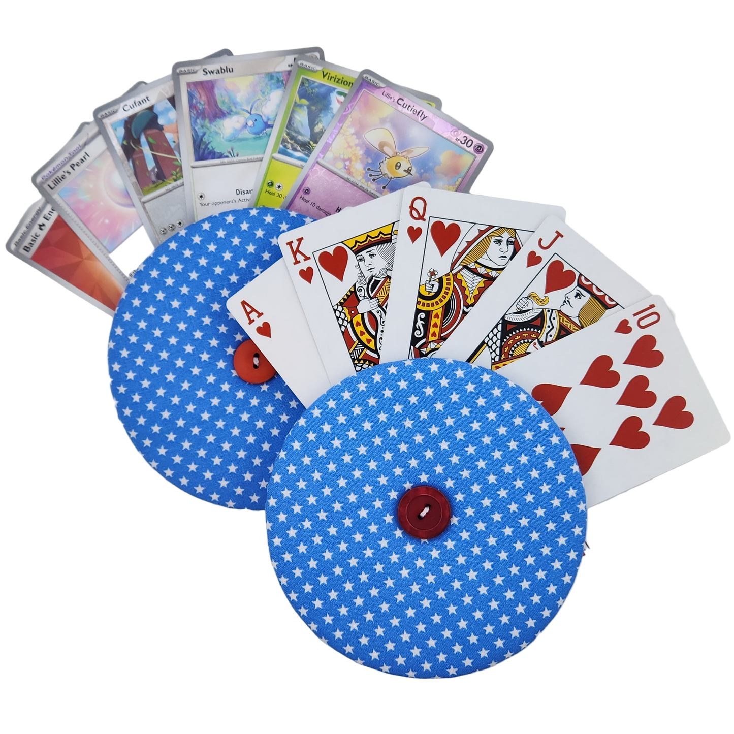 Playing Card Holder - Blue with White Stars