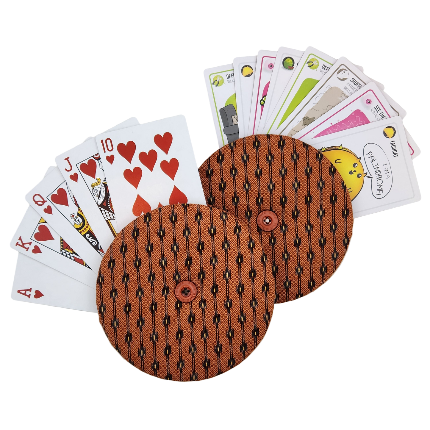 Playing Card Holder - Earth-toned Dotty Stripes