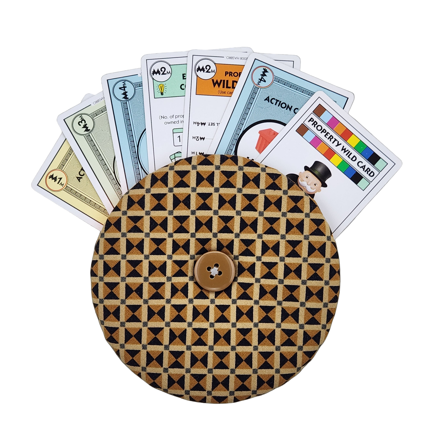 Playing Card Holder - Black and Brown Triangles