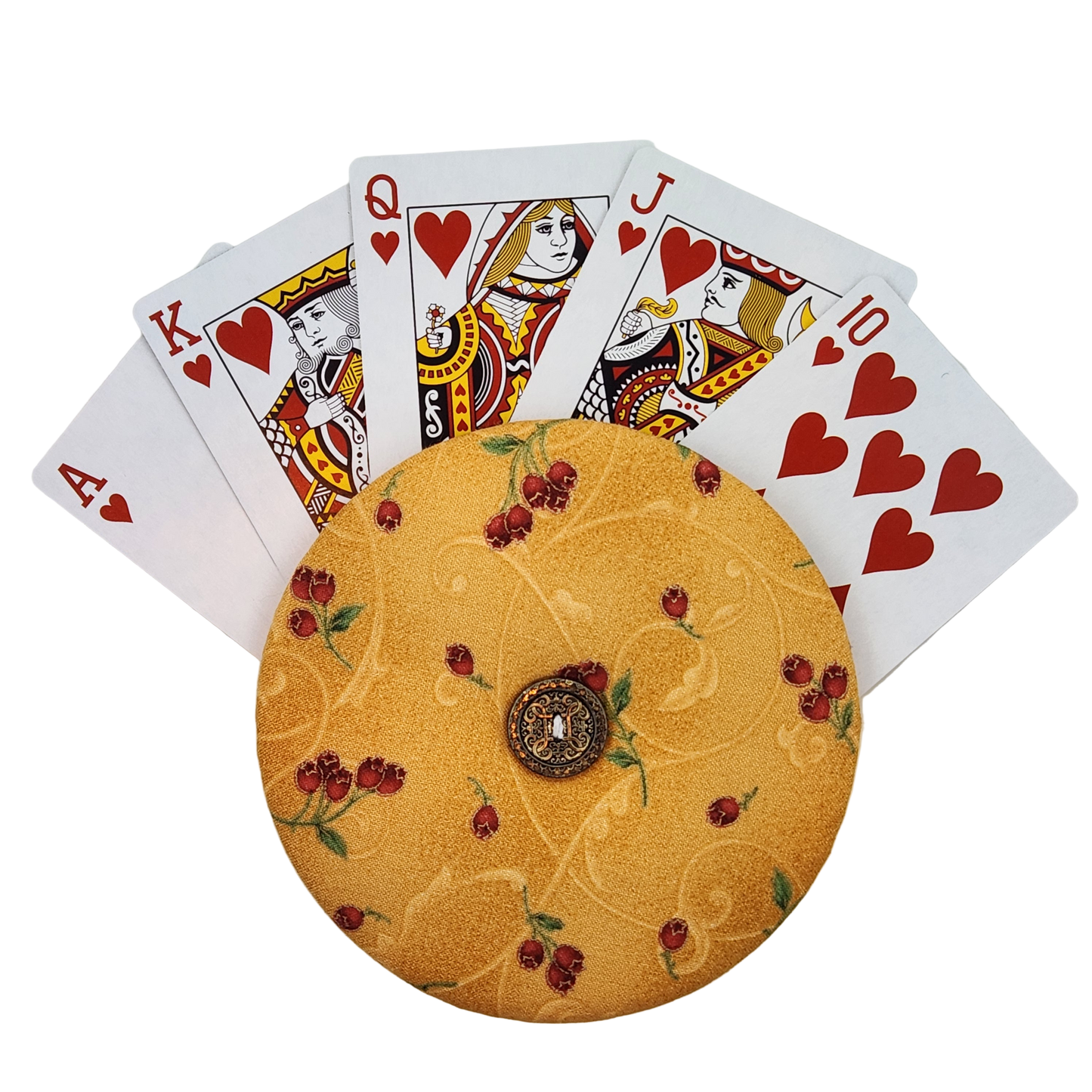 Playing Card Holder - Cherries on Gold