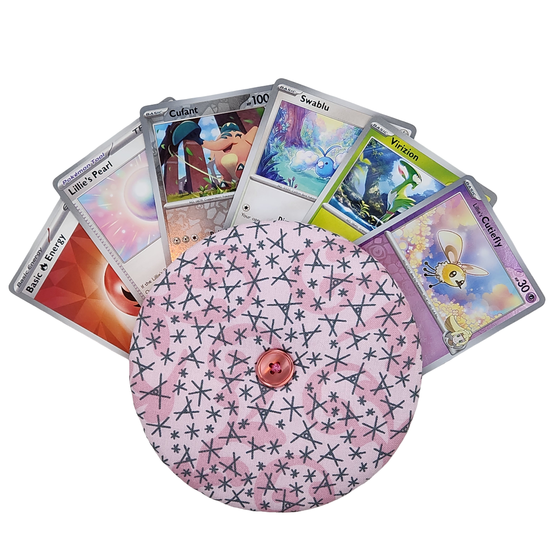 Playing Card Holder - Pink and Gray Stars
