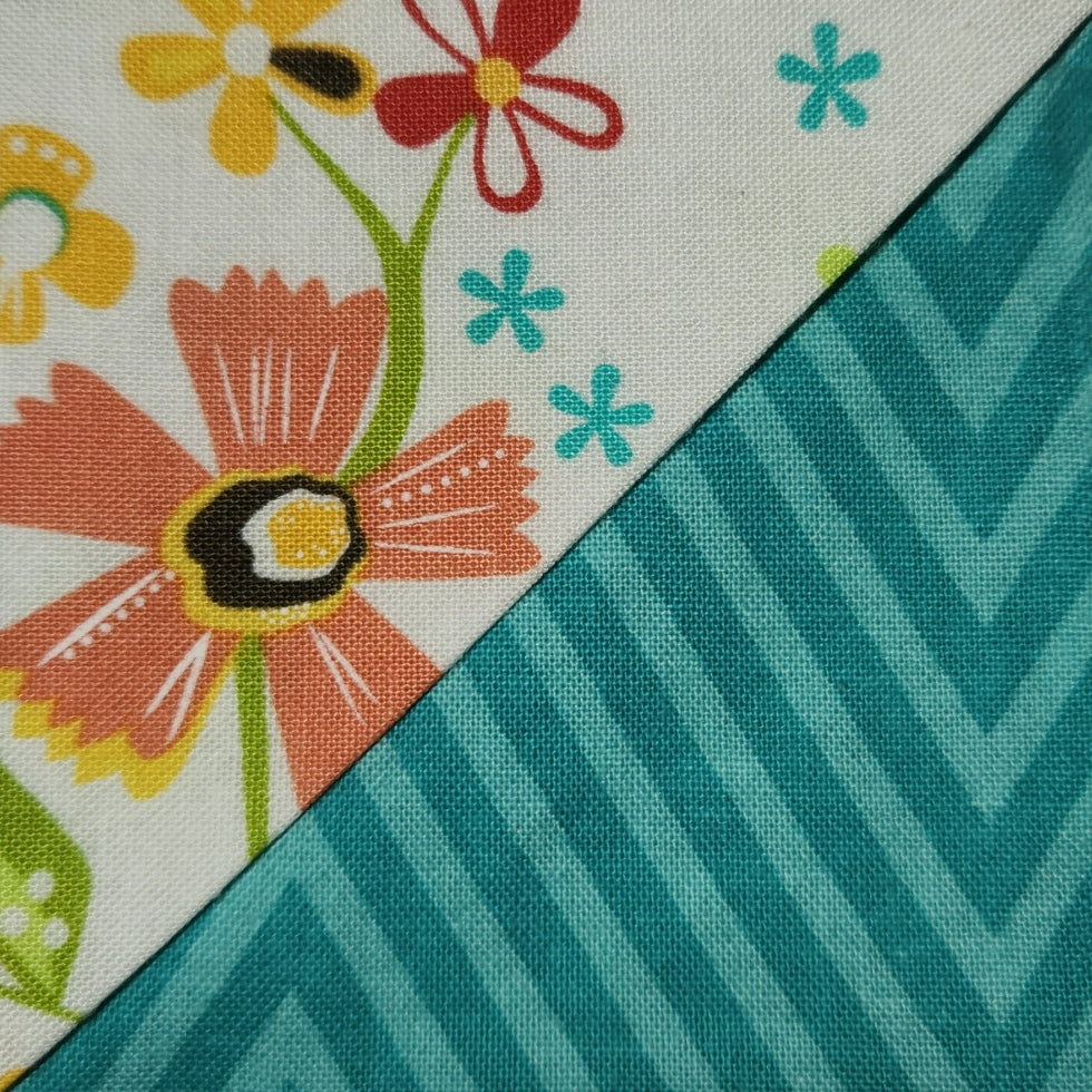 Corner Bookmark - Colorful Floral on Teal Chevron