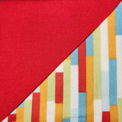 Corner Bookmark - Red Over Building Block Stripes