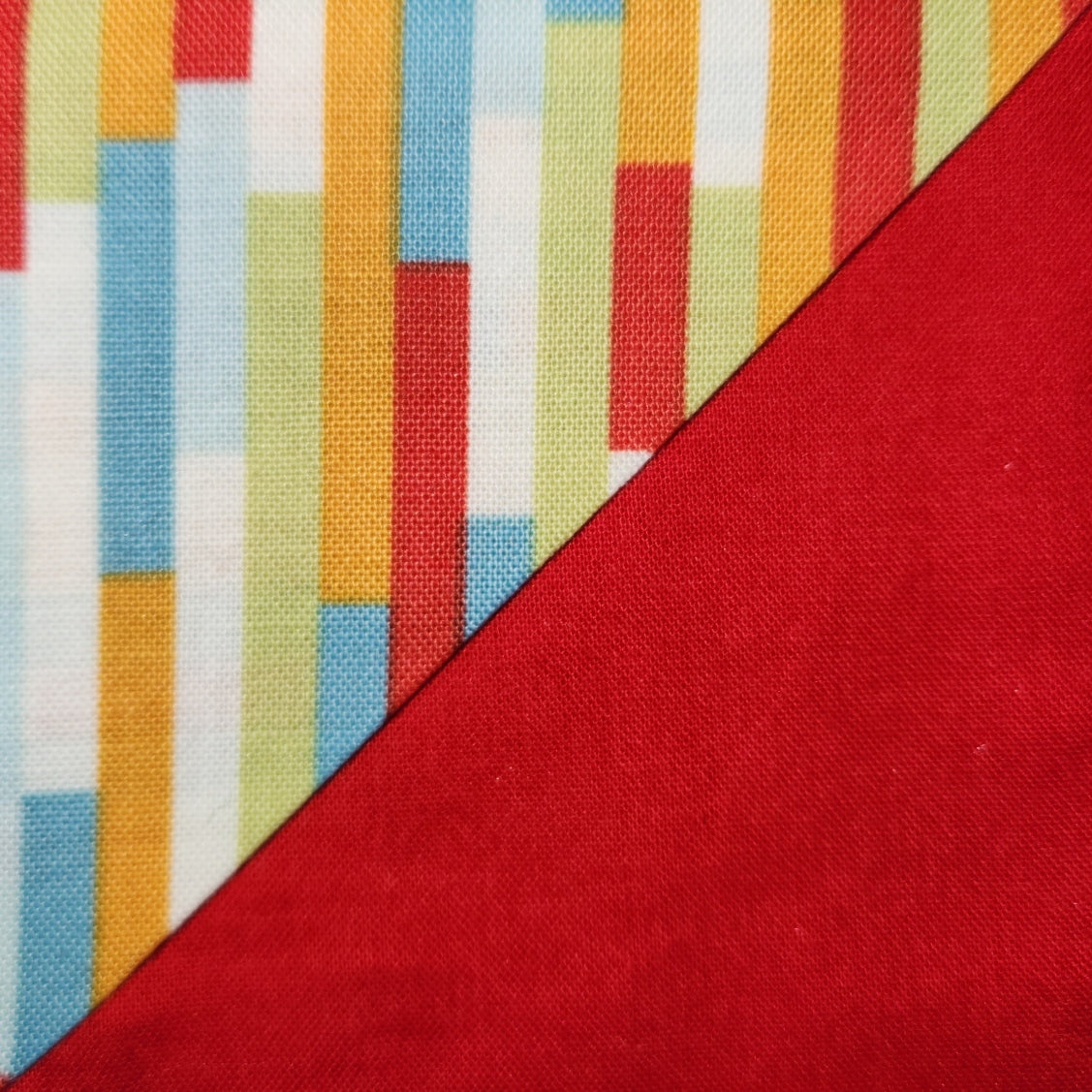 Corner Bookmark - Building Block Stripes Over Red