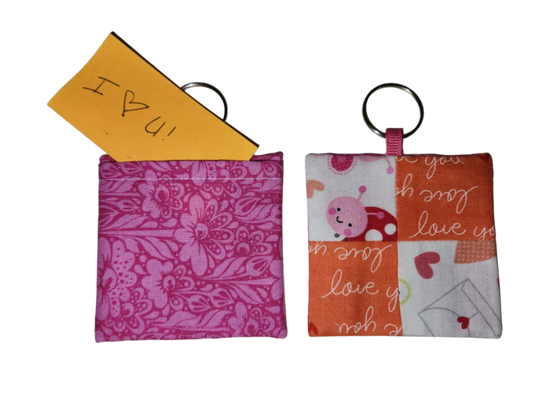 Pocket Prayer Quilt Keychain - Love Bug/Pink Floral