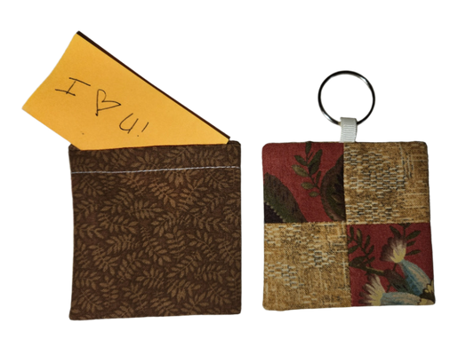 Pocket Prayer Quilt Keychain - Autumnal Floral/Brown Ferns