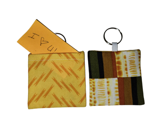 Pocket Prayer Quilt Keychain - Earthy Stripes/Gold Batik