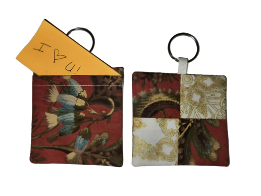 Pocket Prayer Quilt Keychain - Autumn Florals/Gold Filigree