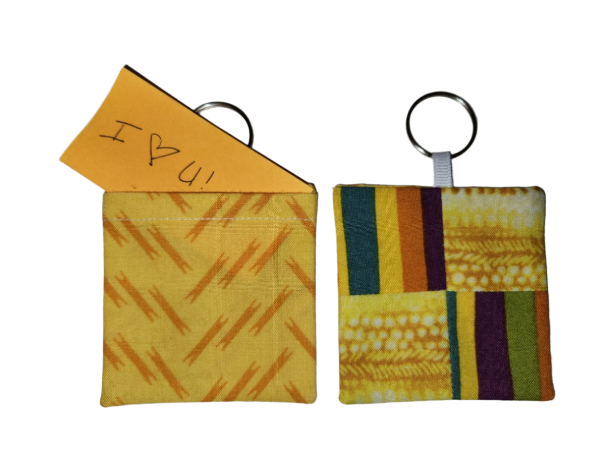 Pocket Prayer Quilt Keychain - Bright Stripes/Yellow Batik