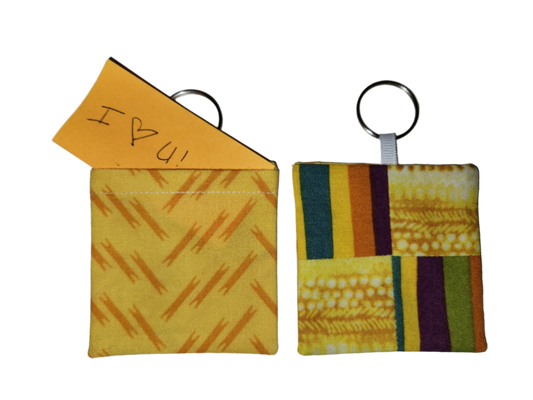 Pocket Prayer Quilt Keychain - Bright Stripes/Yellow Batik