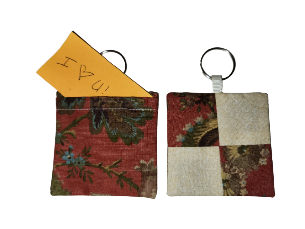 Pocket Prayer Quilt Keychain - Autumn Florals/Cream Paisley