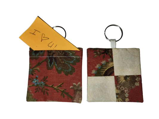 Pocket Prayer Quilt Keychain - Autumn Florals/Cream Paisley