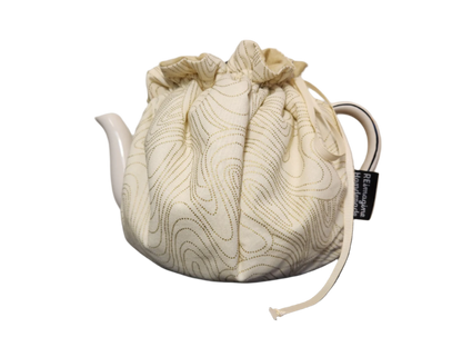 Teapot Cozy - Gold Dot Swirls/Gold Marble