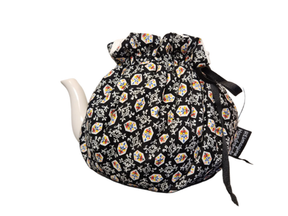 Teapot Cozy - Florals with Hexagons/White Bubbles