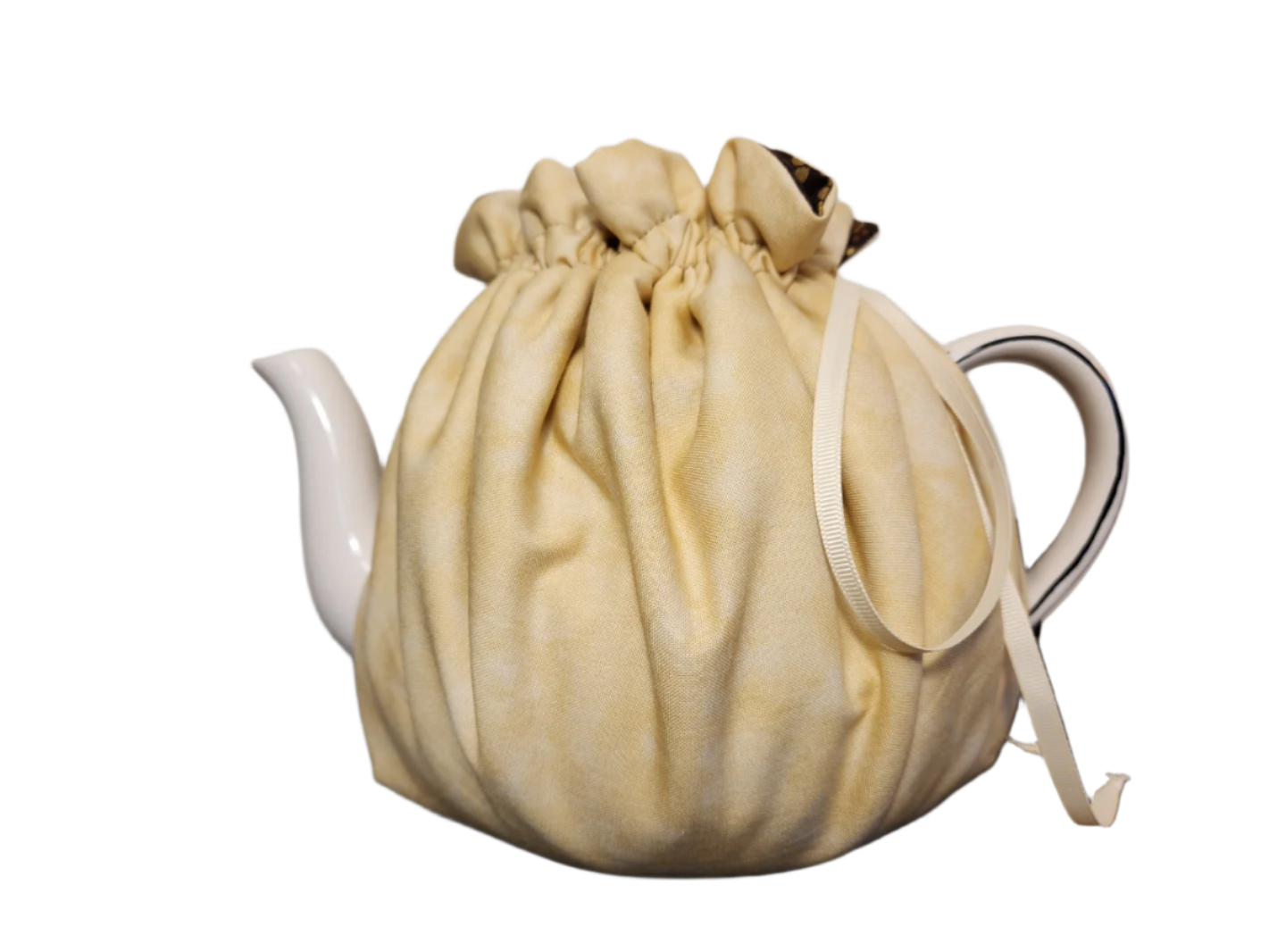 Teapot Cozy - Brown and Gold Dot/Gold Marble