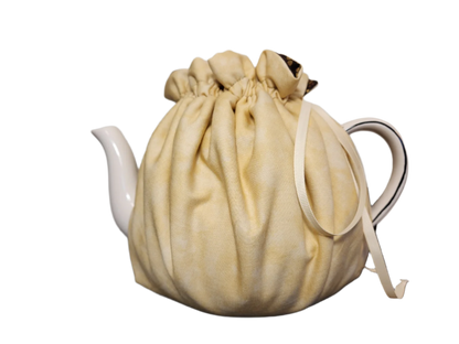 Teapot Cozy - Brown and Gold Dot/Gold Marble