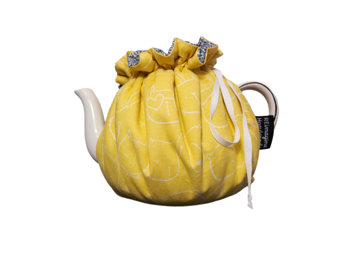 Teapot Cozy - Yellow Cats and Dogs/Navy Floral