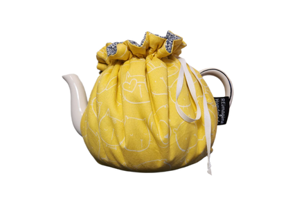 Teapot Cozy - Yellow Cats and Dogs/Navy Floral