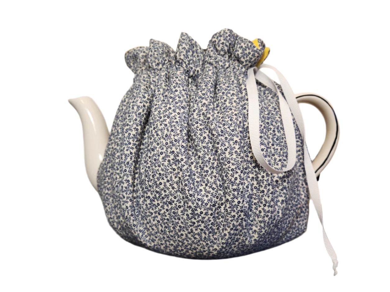 Teapot Cozy - Yellow Cats and Dogs/Navy Floral