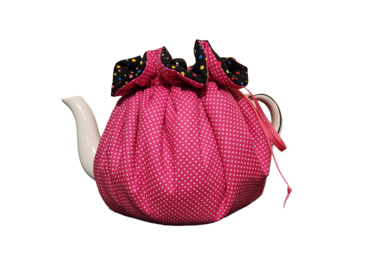 Teapot Cozy - Rainbow Dots/Pink Dots