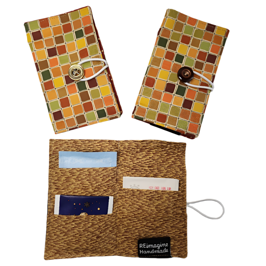 Tea Wallet - Earth-Tone Squares