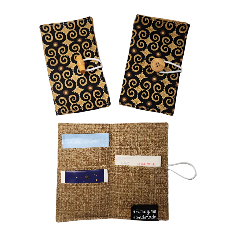 Tea Wallet - Black and Brown Swirls