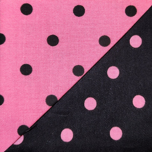 Corner Bookmark - Pink on Black Polka Dots