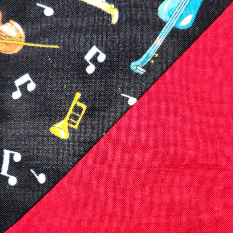 Corner Bookmark - Musical Instruments Over Red