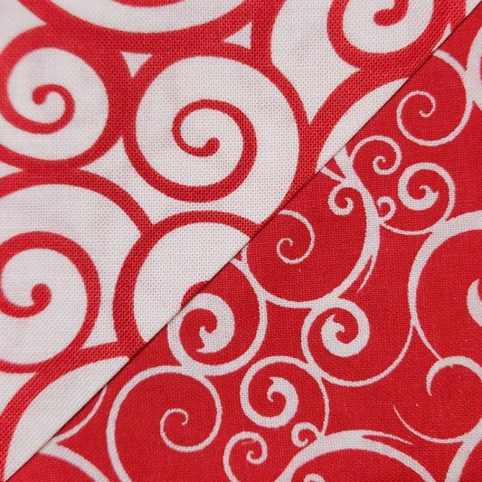 Corner Bookmark - White on Red Swirls