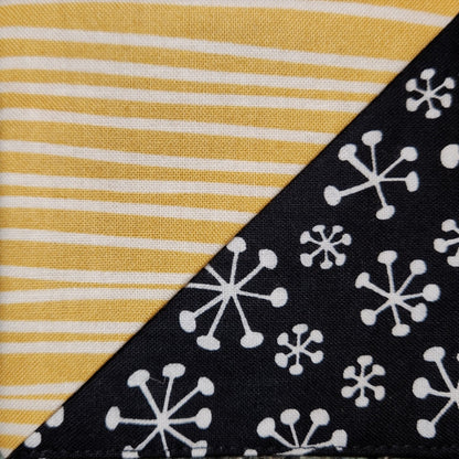 Corner Bookmark - Yellow Stripes Over Black Atomic Stars