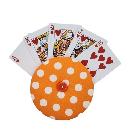 Playing Card Holder - Orange and White Dots