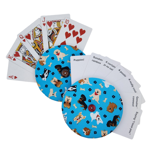 Playing Card Holder - Puppies on Blue