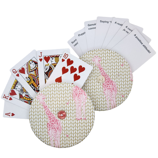 Playing Card Holder - Pink Giraffes
