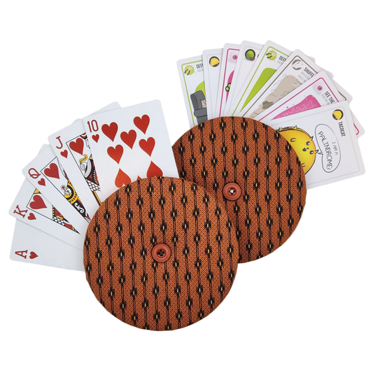 Playing Card Holder - Earth-toned Dotty Stripes