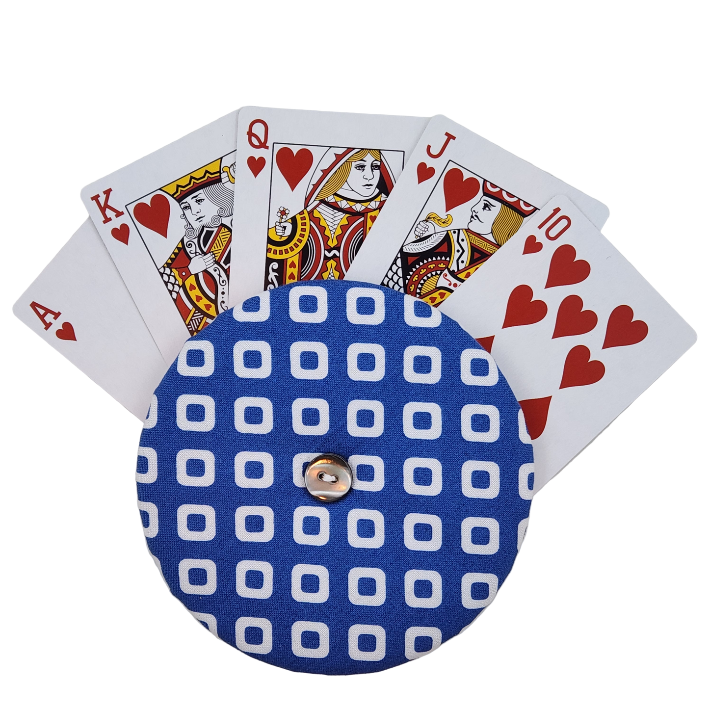 Playing Card Holder - Blue with White Squares