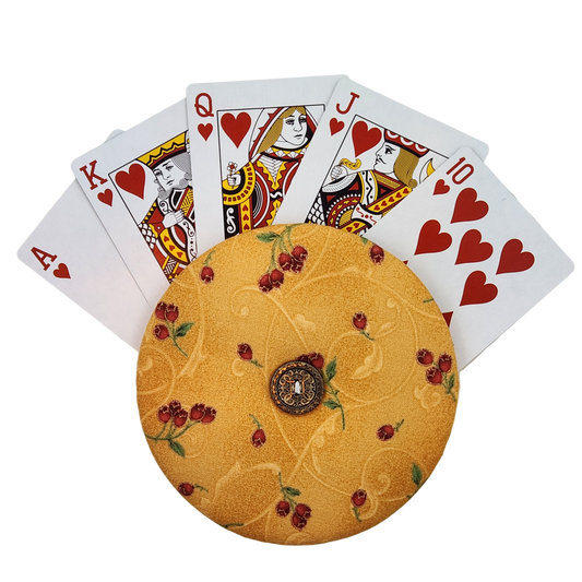Playing Card Holder - Cherries on Gold