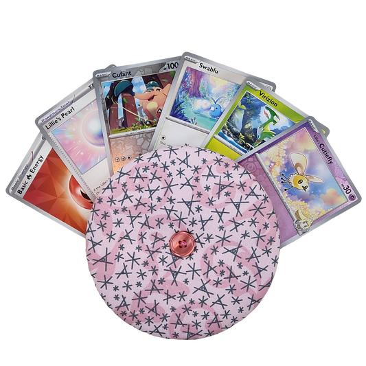 Playing Card Holder - Pink and Gray Stars