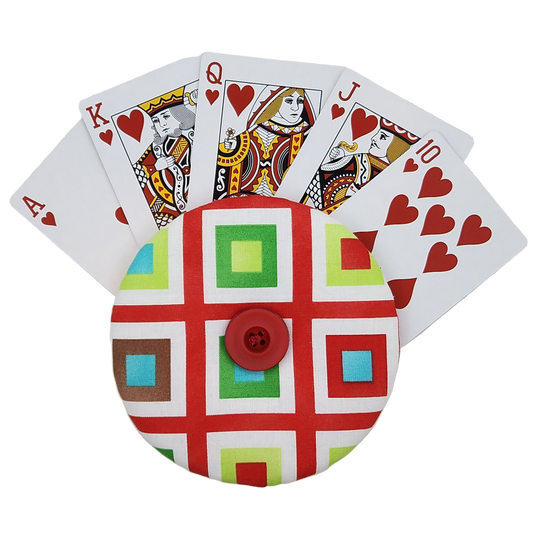 Playing Card Holder - Red and Green Squares